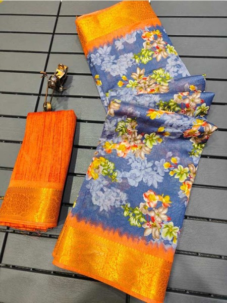 Flower Style Dola Silk Saree with Jacquard weaving Border