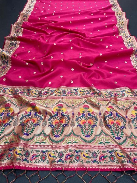 Maharashtra Special Stunning Look Soft Lichi Silk Saree with Running Blouse