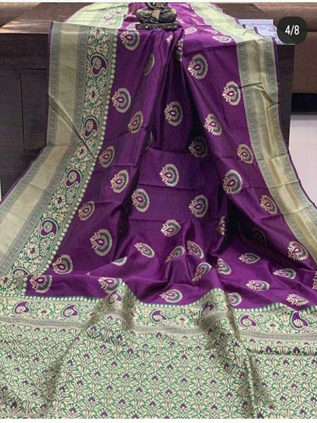 Special Edition Purple Color Banarasi Silk Minakari Weaving Work Saree 