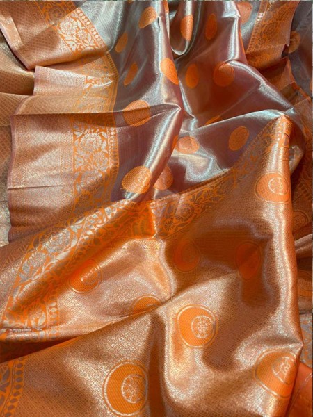 Superb Trending Organza weaving Saree with silver Kanchi border