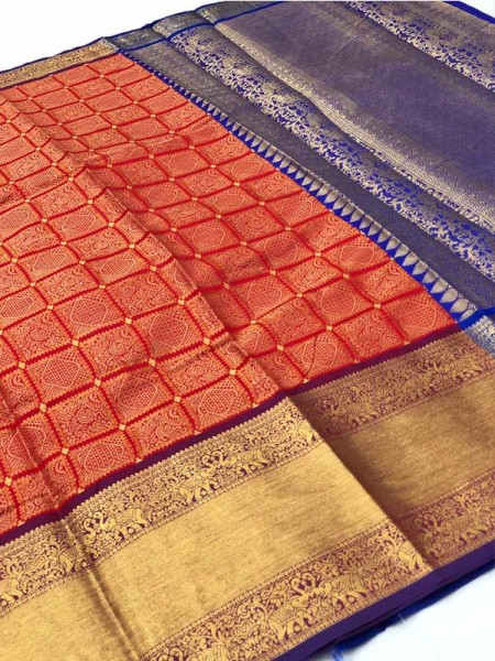 Attractive Look Red Colour Banarasi Silk With Beautiful Zari  Work 