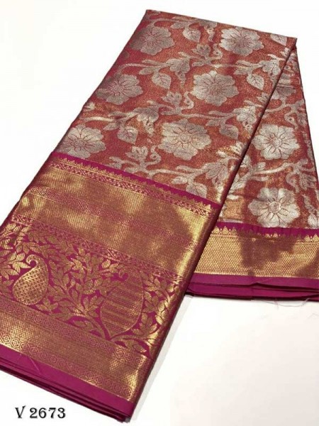 Stylish Look Soft Tissue Banarasi Silk Dharmavaram Pattu Exclusive Edition Designer Saree