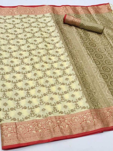 Beautiful  Yellow Color Tusser silk Weaving Saree