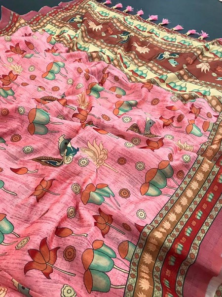 Latest Pure Cotton Digital Kalamkari Printed Saree