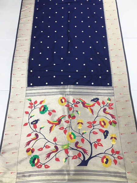 Unique Style Banarasi Silk Paithani Saree with zari border & exclusive zari Pallu 