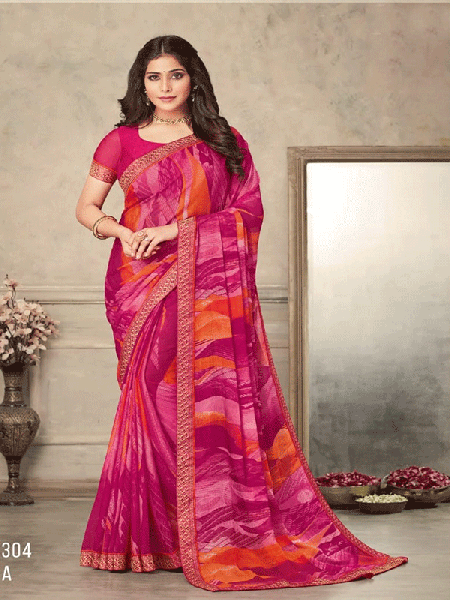 Chiffon Saree With Attached Border 