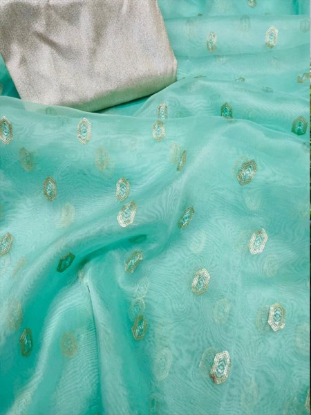Modern Look Organza Silk Saree with Fully Sequencing butti work