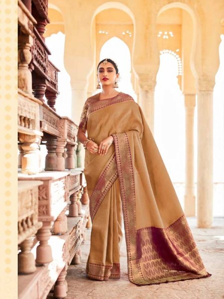 Gorgeous Look Soft Kanjivaram Silk  Self Weaving With Embroidery worked Blouse