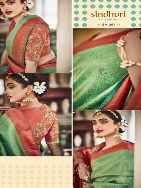 Gorgeous Look Soft Kanjivaram Silk  Self Weaving With Embroidery worked Blouse