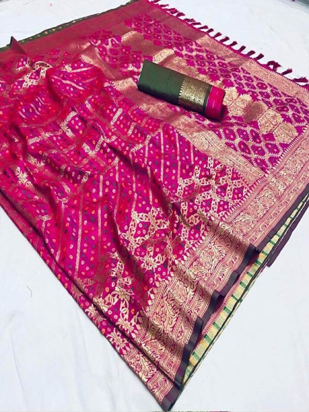 New Superhit Bandhani Silk Saree Jacquard weaving big border