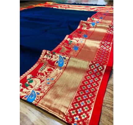 Stunning Look Cotton Silk Heavy jacquard Saree  