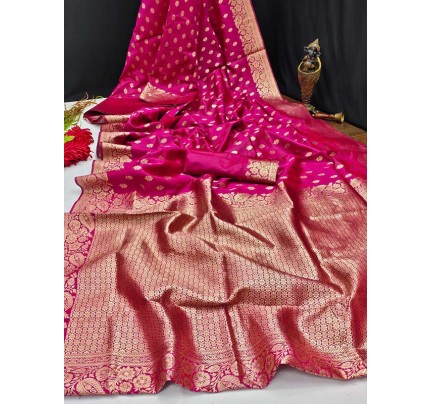 Latest Banarasi Silk Saree with Rich Pallu Awesome and Gorgeous Antique Weaving Finish Gold Zari