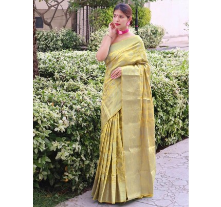 Stunning Look Muslin fabric Saree with Fine silver zari weaving 