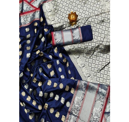 Gorgeous Look Kanjivaram Soft Silk Saree with Jacquard border