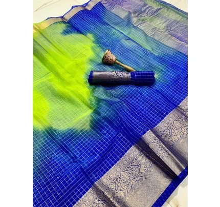Beautiful Look Orgenja Kuppadam Silk Checks Saree with Contrast Borders & zari Pallu
