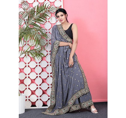 Classic Look Georgette Saree with sequencing buttis
