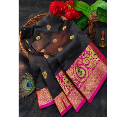 Elegant Look Pure Lichi Soft Silk Saree with Rich Pallu & jequared Blouse