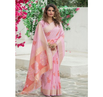 Pretty Look Silk weaving Saree with Exclusive zari woven and Border