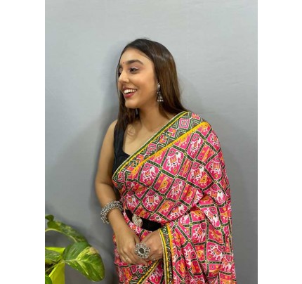 Pure soft crape silk sarees  with beautiful kalamkari prints 