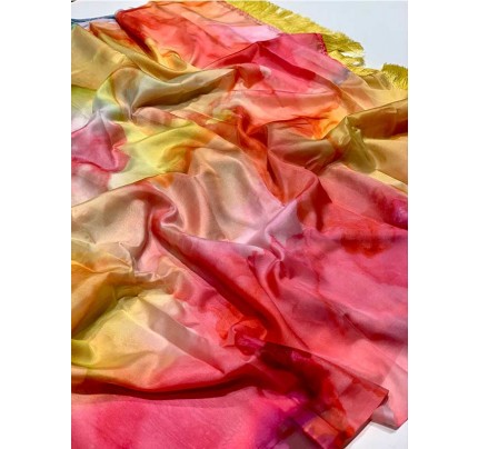 Wedding Designer Multi Color Pure Tabi Silk With with Spanish Digitally Printed Saree