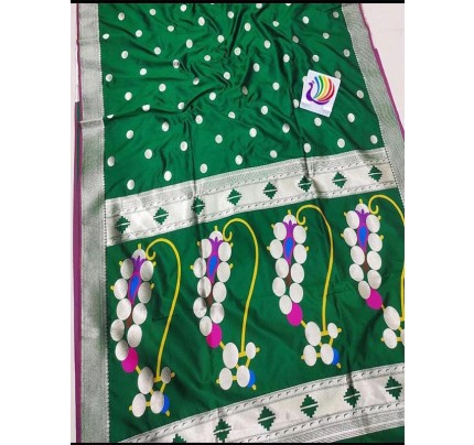 Banarasi Soft Silk paithani Saree with zari border and exclusive zari pallu
