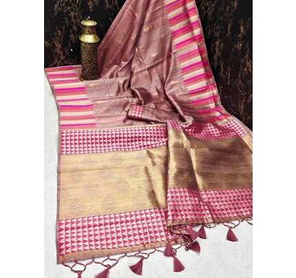 Festival Look Tussar Silk weaving Saree with resham woven butti & Pallu