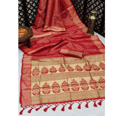 Superb Look Kanchipuram Silk Saree with AllOver zari weaves & zari border