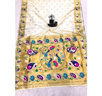 Stunning Look Banarasi Silk Saree with Gold jari weaving full Butti