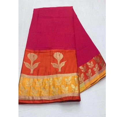 Stunning Pink Color Dola Dodiya Cotton Silk Saree