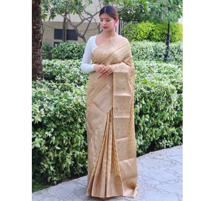 Stunning Look Muslin Saree with Fine silver zari weaving & Rich Pallu