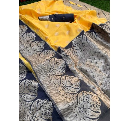 Stylish Look Pure weaving Silk Saree with big broad border