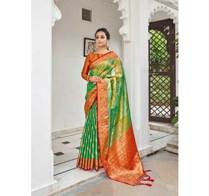 Pretty Look Soft Tissue Silk With Banarasi Border Saree