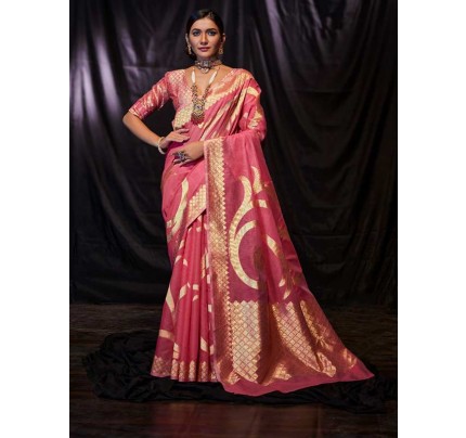 New Designer Pink Colour  Soft Modal cotton with Designer weaving Saree