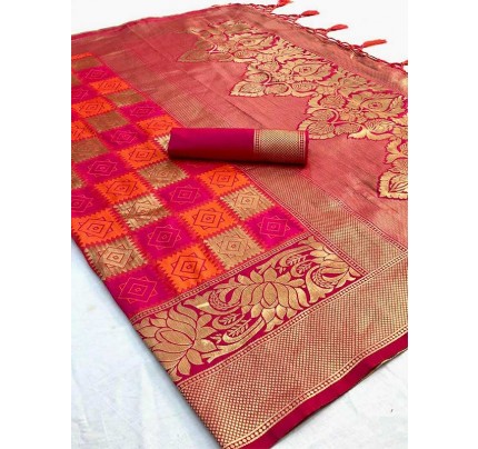 Wedding Designer Multi Colour  Soft Lichi Silk Jacquard work Saree