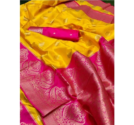 Stylish Look Pure weaving Silk Saree with big broad border