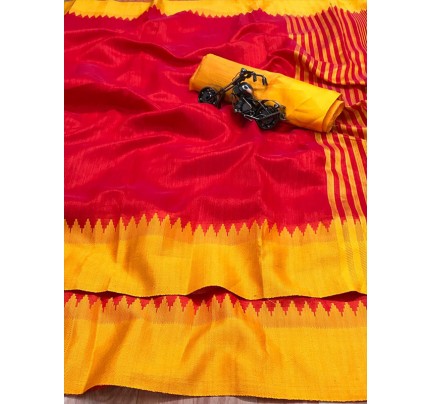 Plain Style Raw Silk Saree with Lining Pallu  