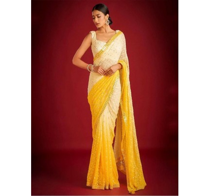 Gorgeous Look Georgette Silk Saree with Embroidery worked