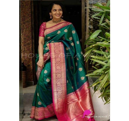 Amazing Stylish Soft Lichi Silk Weaving Saree 