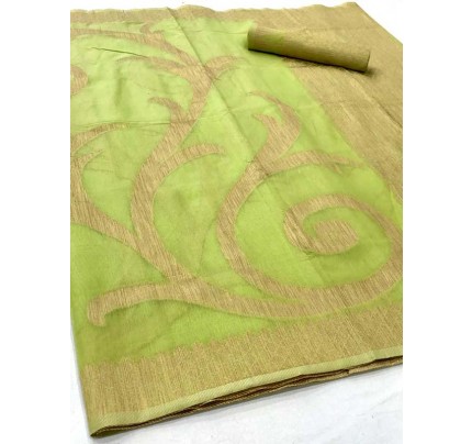 New Designer Green Colour  Soft Modal cotton with Designer weaving Saree