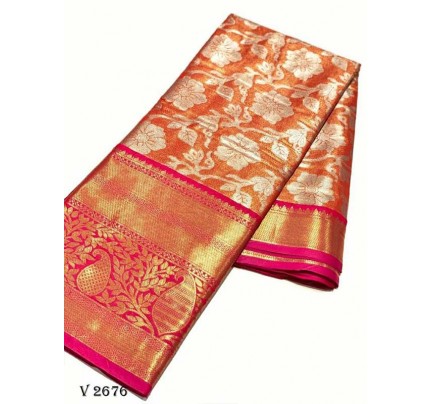 Stylish Look Soft Tissue Banarasi Silk Dharmavaram Pattu Exclusive Edition Designer Saree