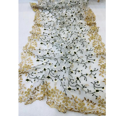 Unique Style Organza embroidery Saree with hand stone work 