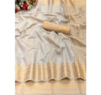 Finnest Look Soft Cotton Silk Weaving Saree with Sequence work 