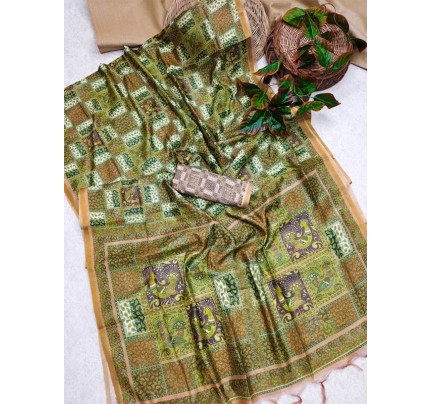 New Designer Mul Linen Cotton Saree with woven border