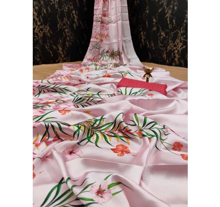 Exclusive Stunning Stylish Colour Japan Satin Digital Printed Saree