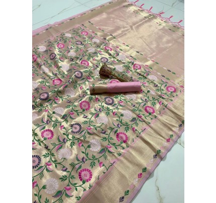 Stunning Kanchivaram Pethani Silk weaving Saree with Minakari Border  