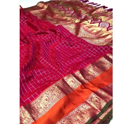 Pure Jacquard Fabrics With Sona Chandi Pure Zari Work