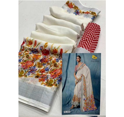 Stunning Look  Pure Linen with Silver Border Saree