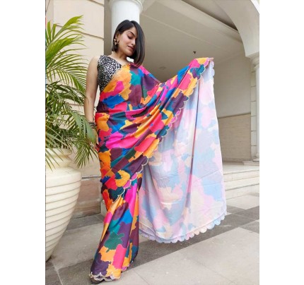 Exclusive Stunning Pure Soft Japan Silk (14kg Heavy Quality) With Beautiful Digital Print 