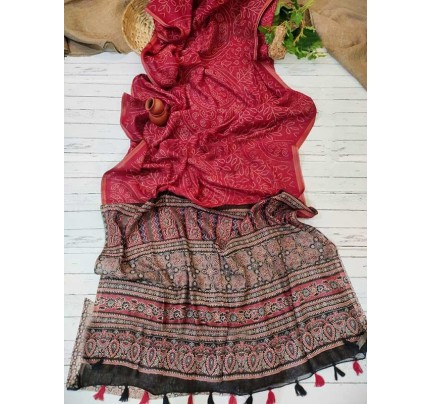 Beautiful Silk Linen Feel Saree And Weaving Jari Border