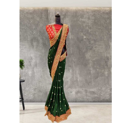 Embellished Designer Vichitra Silk With Fancy Sequnce With Coding Multi Work
